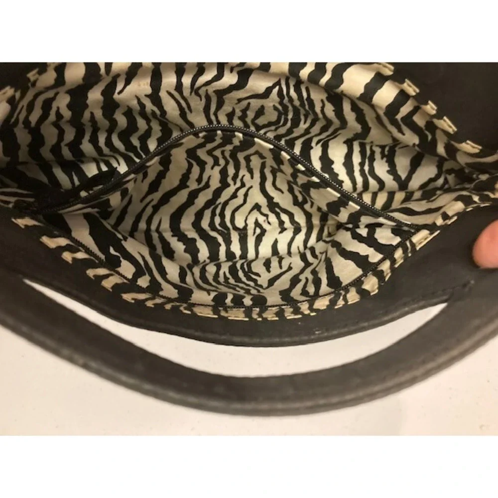 Vera Bradley Quilted Hand Held Purse Clutch Coffee Black with Zebra Print Lining